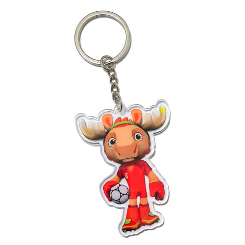World Cup Mascots Moose, Sea Eagle, Jaguar Acrylic Keychain Pendant