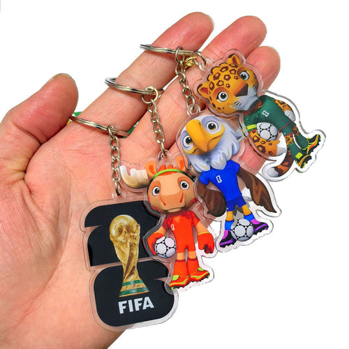 World Cup Mascots Moose, Sea Eagle, Jaguar Acrylic Keychain Pendant